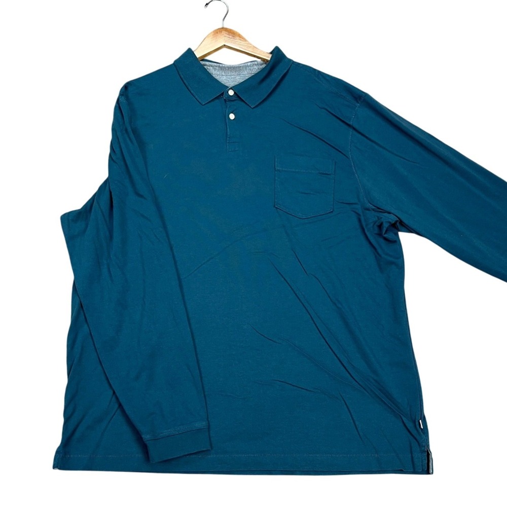 Tommy Bahama Polo Shirt Mens XXL Teal Blue Long Sleeve Chest Pocket Marlin LOGO